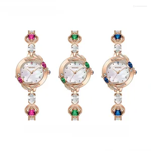 Horloges Dames Horloges Voor Dames Kwarts Vrouwelijk Koper Sieraden Armband Riem Rose Goud Blauw Groen Rood