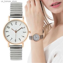 Montre-bracelets Fashion Fashion Simple Digital Design Quartz en acier inoxydable décontracté stretchles sans buccles