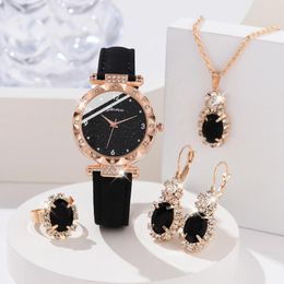 Montres de bracelet Womens Wesets 5pcs Set Luxury Rhinaistone Women Fashion Elegant Wristwatch Quartz Watch for Girl Bracelet Gift