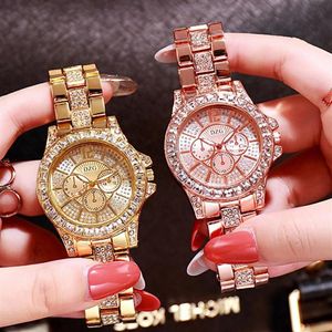 Horloges Dames Horloges Diamond Top Merk Designer Roestvrij Staal Dames Rose Goud Quartz Horloge Drop 2021251T