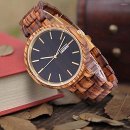 Montres-bracelets en bois montre hommes en bois hommes montres-bracelets homme mode hommes quartz semaine Zebrawood bracelet robe pour