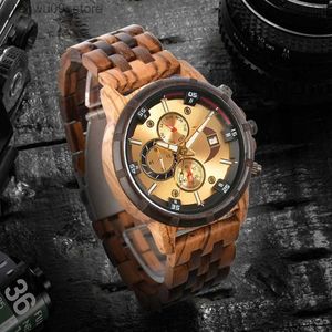 Horloges Houten Horloges voor Heren Mode Multifunctionele Gouden Gezicht Quartz Horloges Gepersonaliseerde Heren Houten Horloge Halloween GiftQ231123