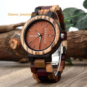 Montre-bracelets en bois d'Amérique européenne American original Quartz Mécanique montre Calendrier Calendrier Luminal Reloj Hombre Orologio