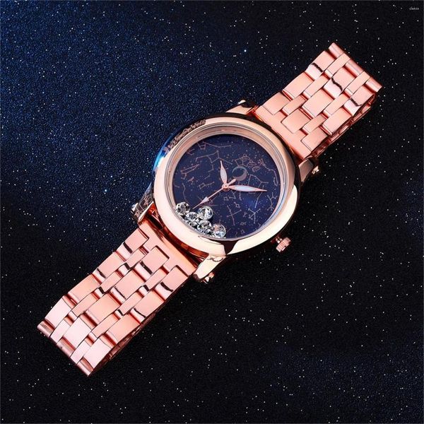 Mujeres de pulsera Relojes de pulsera para mujeres Estilo de chat de estrella Diamond de acero inoxidable Regalo para niñas Relogio casual Masculino