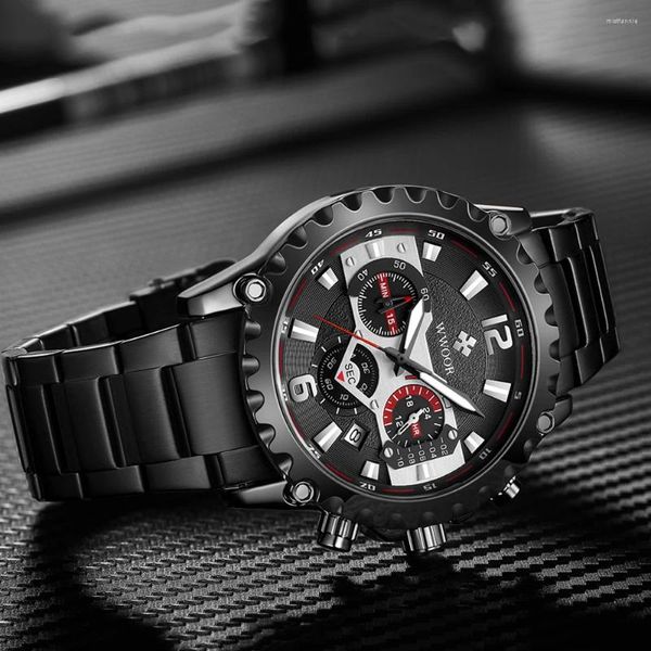 Montre-bracelets Wwoor Watch pour hommes Top Fashion Male Male Date Lumin Lumin Sport Chronographe Quartz Montres de poignet Relogio Masculino