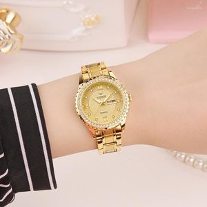 Montres-bracelets WWOOR Femme Montres 2022 Casual Femelle Montre En Or Étanche Dames Poignet Diamant Doré Femmes