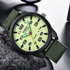 Montres-bracelets XI montre hommes armée militaire montres mode vert tissu bande Auto Date Quartz Relogio Masculino Reloj Hombre