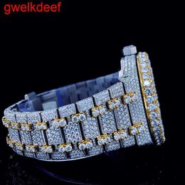 Montre-bracelets XME9 Fashion de haute qualité Iced Out Watchmens Trip Luxury Round Cut Lab GR DU D9Q8