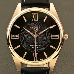 Horloges Yazole Leisure Horloge Voor Mannen Business Zachte Lederen Band Quartz Horloges Klok Heren 2021 Fashion226S