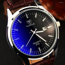Relojes de pulsera YAZOLE Top Brand Blu-ray UItra-thin Glass Men Watch Reloj multifunción Calendario Luminoso Militar Reloj de pulsera masculino Erkek Kol Saati