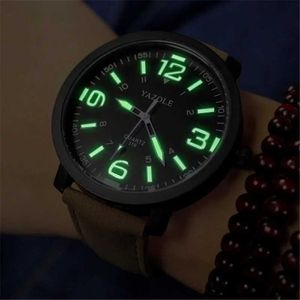 Polshorloges yazole topmerk mannen kijken nachtlamp mannelijk horloge luxe klok kwarts lederen polshorloges zakelijk casual horloges reloj hombre 240423