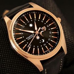 Montres-bracelets Yazole montre pour hommes de luxe décontracté étanche montres à quartz classique affaires mâle horloge homme lumineux bracelet en cuir W274B