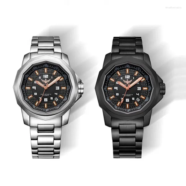 Wallwatches Yelang V1006 Apariencia de diseño poligonal Japonés 8215 Reloj mecánico completamente automático 44 mm 10atm Buceo profesional