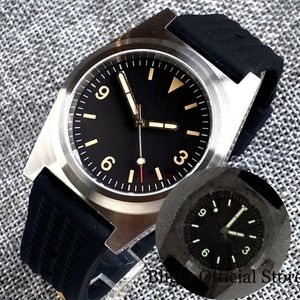 Polshorloges gele index vintage 38 mm duiker 200m waterdichte NH35A pt5000 Men Watch polshorloge groene lume gebogen saffierglas 240n 240n