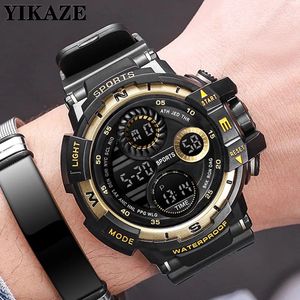 Relojes de pulsera Yikaze reloj digital negro para hombres relojes deportivos impermeable cronógrafo al aire libre reloj de mano g infantería choque estudiante reloj de pulsera 231219
