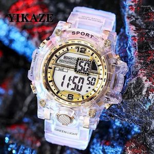 Montre-bracelets Yikaze Fashion Digital Watch for Women Men Men Luxury Sports Transparent Design Student Child Electronic Wristwatch