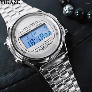 Montre-bracelets Yikaze Men's Watch Classic F91 Men de monnaie en acier inoxydable Horloge de bracelet électronique LED Digital Sport Clock pour l'homme
