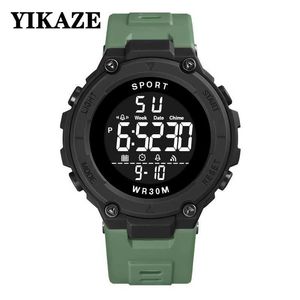 Polshorloges Yikaze Mens Sports Watch Multifunction LED Digital Watch Outdoor Fitness Sport Electronic Pols Watches Student Militaire klok 240423