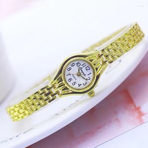 Montres-bracelets Jeune femme femme filles mode luxe or mince petit bracelet montre-bracelet 12 heures pointeur beauté cadeaux pour mère soeur montres