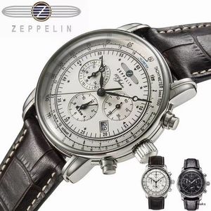 Relojes de pulsera Reloj Zeppelin Top Cuero impermeable Negocios Casual Cuarzo Hombres Tres ojos Cronógrafo multifunción 230103