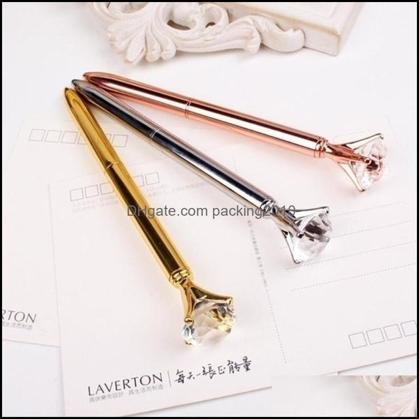 Écriture Business Industrialluxury Portable Big Crystal Pen Stylos à bille diamant Papeterie Stylo à bille Bureau à domicile Fournitures scolaires En gros