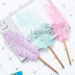 Schrijven Feather Ballpoint Student Groothandel Beautiful Ball Point Feathers Pens Office School Steekwerk Stationery Pen Multi Colors Th0843 S