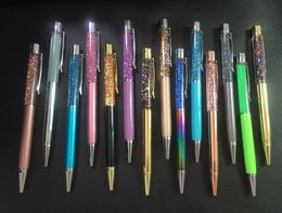 Stylos à bille en métal à Tube vide, 15 couleurs, à remplissage automatique, à paillettes flottantes, à fleurs séchées, en cristal, cadeau d'écriture