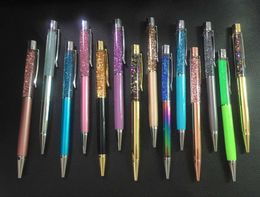 Cadeau d'écriture bricolage Tube vide stylos à bille en métal auto-remplissage flottant paillettes fleur séchée cristal stylo stylos à bille 15 couleurs