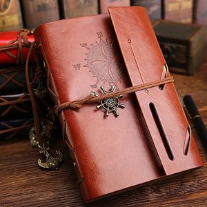 Écriture de journaux Spiral Notebook Journeau Blocage-notes vintage Anchors de pirate nautique vintage Pu Leather Retro Pendants Note Book Sketchbook 240415