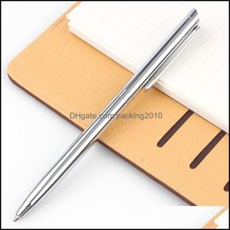 Schrijven School Business Industrial1pc 0.5mm Zwart Inkt Bal-Punt Pen Sier Klassiek Roestvrij staal Roterend Kantoorbenodigdheden Olie Commercial