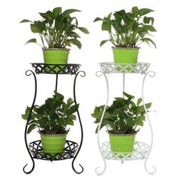 Support pour plantes à Double couche en fer forgé, étagère à fleurs pour balcon, Simple, salon intérieur, café, Bar, jardin, Pot de fleurs, étagère L334g