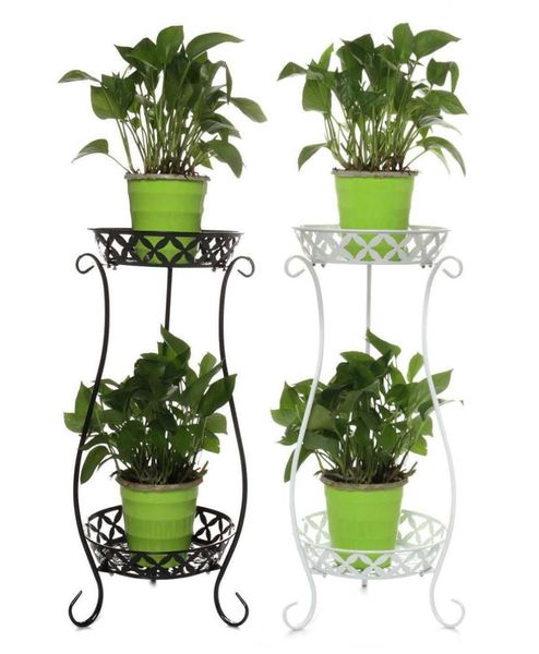 Support pour plantes à double couche en fer forgé, étagère à fleurs pour support, balcon, salon intérieur Simple, café, Bar, jardin, Pot de fleurs, étagère L7891706