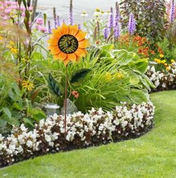 Molino de viento de hierro forjado, patio, estaca giratoria al aire libre, girador de viento de girasol, estatua de patio, adornos de decoración de jardín Q08113054531