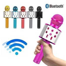 WS-858 inalámbrico Bluetooth Karaoke micrófono de mano reproductor USB KTV micrófono Bluetooth amplificador altavoz grabar música micrófonos