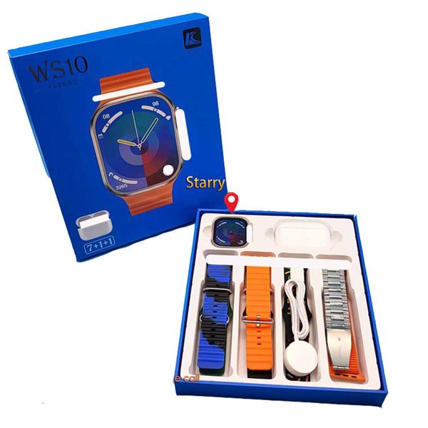 Reloj inteligente WS10 ultra 2 con 7 correas, auriculares TWS de 3 generación, gestos AI, contestador telefónico, conjunto con caja de regalo, reloj ultra inteligente