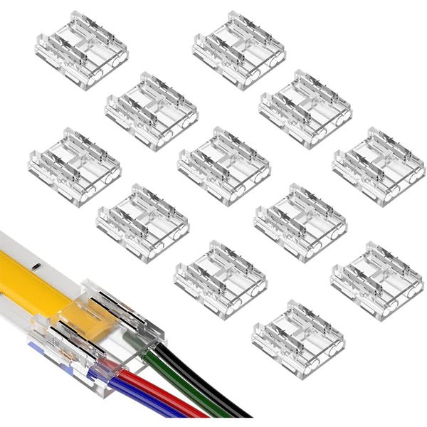 Conectores de tira de LED de 5V, 12V, 24V, 4 pines, 10mm, conectores de cable de tira sin cable transparentes, cable de extensión largo de 22AWG