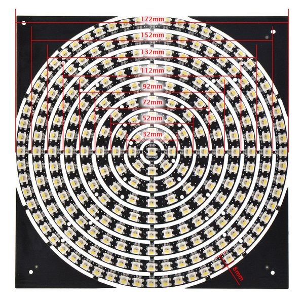 Anneau WS2812B 5050 RGB SK6812 5050 RGBW, 93 241 Bits, adressables individuellement, LED ronde, Pixel DC5V, PCB noir