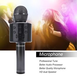 WS858 Portable Bluetooth Karaoké dj Microphone Sans Fil Professionnel Haut-Parleur Maison KTV Microphone De Poche 2023