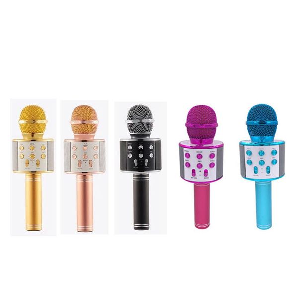 ws858 microphone sans fil bluetooth téléphone mobile K chanson microphone à condensateur téléphone mobile carte son en direct USB ordinateur micro Haut-parleurs portables