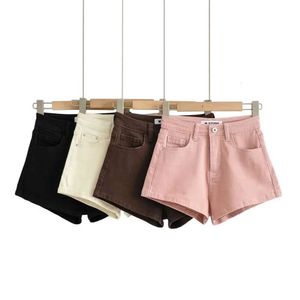 WS9035-21 Europese en Amerikaanse hoge taille beenlengte Basic A-lijn elastische opgerolde rand denim shorts hotpants voor vrouwen