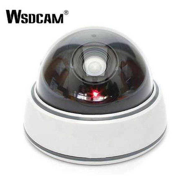 Wsdcam maison famille caméra de vidéosurveillance extérieure fausse caméra factice Surveillance dôme de sécurité Mini caméra factice avec lumière LED blanc