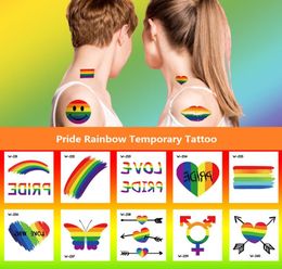 WSeries Pride Rainbow Tatuaje temporal Palticina impermeable Arte de arte del cuerpo Tatuaje de la pierna Festival Festival de la salud Producto de belleza BF2973336