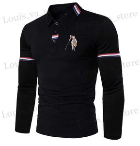 WSHIXDW POLO à manches longues pour hommes 20% coton 80% polyester T230819