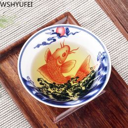 WSHYUFEI Keramische theekop Chinese stijl patroon theekopjes Theeservies Master Tea Cup Handgetekende persoonlijkheid creatieve beker