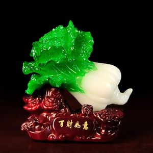 WSHYUFEI – Figurines de chou en Jade, cadeau de pendaison de crémaillère, mascotte porte-bonheur, ornements, accessoires de décoration de bureau, 240314