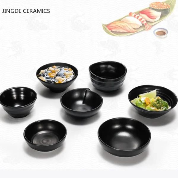 WSHYUFEI Mélamine Nouilles Bowl Noir Aliments Grade Plastique Sil Sabole Sauce Rice Bol Rice Épices Assaisonnement Plat Pot Hot Vole