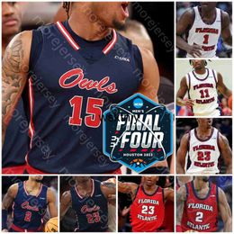 Wsk 2023 Final Four 4 Florida Atlantic FAU Camiseta de baloncesto NCAA College Johnell Davis Alijah Martin Vladislav Goldin Boyd Michael Forrest Greenlee Weatherspoon