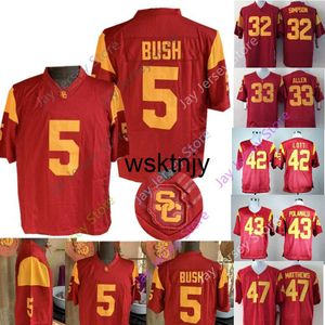 Wsk College USC Trojans Jersey Woods Reggie Bush Matt Barkley O.J Simpson Marcus Allen Ronnie Lott Troy Polamalu Clay Matthews Jersey thuis uit