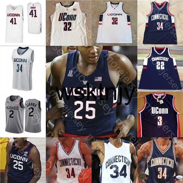 Wsk Custom Connecticut UConn Huskies Baloncesto Jersey NCAA College Brendan Adams Akok Sidney Wilson Drummond Gay Lamb Butler Gordon Hamilton