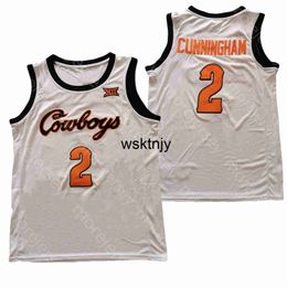 Wsk NCAA College Oklahoma State OSU Basketball Jersey Cade Cunningham Wit Maat S-3XL Alle gestikte borduursels